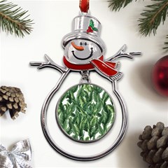 Green Banana Leaves Metal Snowman Ornament