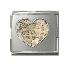 Tartaria Empire Vintage Map Mega Link Heart Italian Charm (18mm) by Grandong