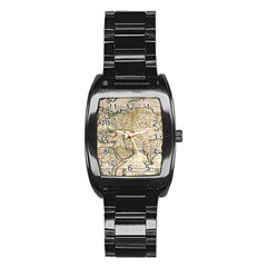 Tartaria Empire Vintage Map Stainless Steel Barrel Watch by Grandong