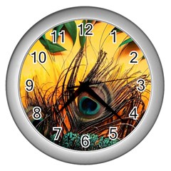 City Light Sky Landmark Painting Wall Clock (silver) by Cemarart