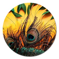 City Light Sky Landmark Painting Magnet 5  (round) by Cemarart