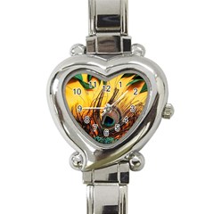 City Light Sky Landmark Painting Heart Italian Charm Watch by Cemarart