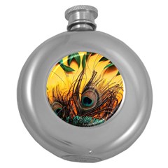 City Light Sky Landmark Painting Round Hip Flask (5 Oz) by Cemarart