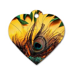 City Light Sky Landmark Painting Dog Tag Heart (one Side) by Cemarart