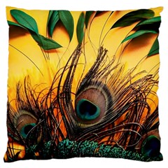 City Light Sky Landmark Painting Large Premium Plush Fleece Cushion Case (one Side) by Cemarart