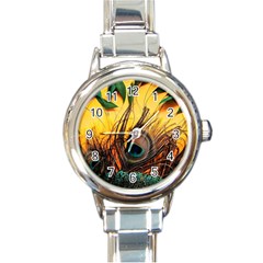 Art Paint Landscape Mountain Round Italian Charm Watch by Cemarart