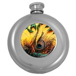 Art Paint Landscape Mountain Round Hip Flask (5 oz) Front