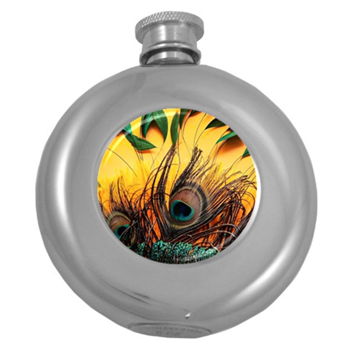 Art Paint Landscape Mountain Round Hip Flask (5 oz)