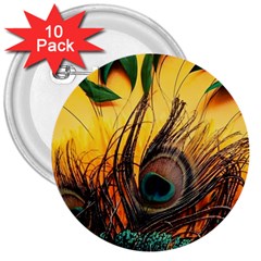 Oceans Stunning Painting Sunset Scenery Wave Paradise Beache Mountains 3  Buttons (10 Pack)  by Cemarart