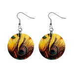 Oceans Stunning Painting Sunset Scenery Wave Paradise Beache Mountains Mini Button Earrings Front