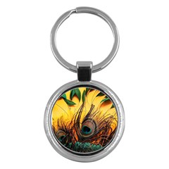 Oceans Stunning Painting Sunset Scenery Wave Paradise Beache Mountains Key Chain (round) by Cemarart