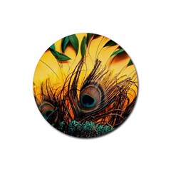 Oceans Stunning Painting Sunset Scenery Wave Paradise Beache Mountains Rubber Coaster (round) by Cemarart