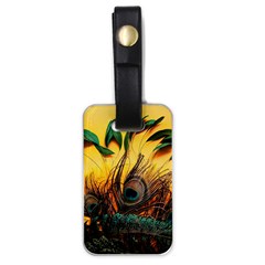 Oceans Stunning Painting Sunset Scenery Wave Paradise Beache Mountains Luggage Tag (one Side) by Cemarart