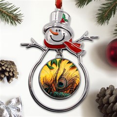 Art Paint Landscape Mountain Metal Snowman Ornament by Cemarart