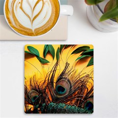 Oceans Stunning Painting Sunset Scenery Wave Paradise Beache Mountains Uv Print Square Tile Coaster  by Cemarart