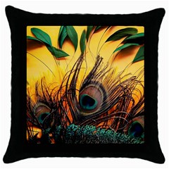 Sunset Illustration Water Night Sun Landscape Grass Clouds Painting Digital Art Drawing Throw Pillow Case (black) by Cemarart