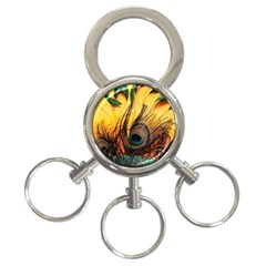 Sunset Illustration Water Night Sun Landscape Grass Clouds Painting Digital Art Drawing 3-ring Key Chain by Cemarart