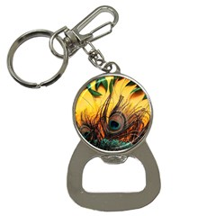 Sunset Illustration Water Night Sun Landscape Grass Clouds Painting Digital Art Drawing Bottle Opener Key Chain by Cemarart