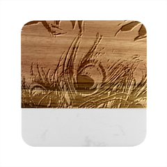 Oceans Stunning Painting Sunset Scenery Wave Paradise Beache Mountains Marble Wood Coaster (square) by Cemarart