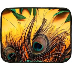 Sunset Illustration Water Night Sun Landscape Grass Clouds Painting Digital Art Drawing Two Sides Fleece Blanket (mini) by Cemarart