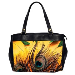 Sunset Illustration Water Night Sun Landscape Grass Clouds Painting Digital Art Drawing Oversize Office Handbag (2 Sides) by Cemarart