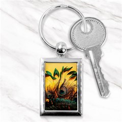 City Lights Sky Landmark Painting Key Chain (rectangle) by Cemarart