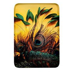 Sunset Illustration Water Night Sun Landscape Grass Clouds Painting Digital Art Drawing Rectangular Glass Fridge Magnet (4 Pack)