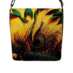 Forest Owl Art Snow Winter Flap Closure Messenger Bag (l) by Cemarart