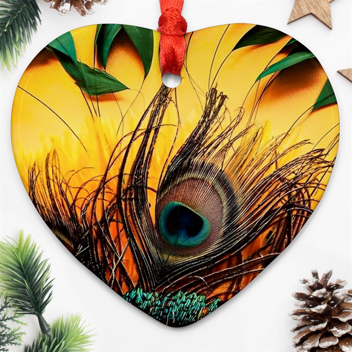 Forest Trees Snow Landscape Art Heart Ornament (Two Sides)