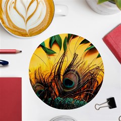 Peacock Feather Native Uv Print Round Tile Coaster by Cemarart