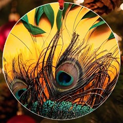 Peacock Feather Native Uv Print Acrylic Ornament Round by Cemarart