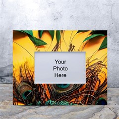 Peacock Feather Native White Tabletop Photo Frame 4 x6  by Cemarart