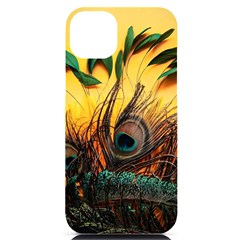 Peacock Feather Native Iphone 14 Plus Black Uv Print Case by Cemarart