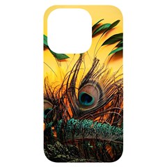 Peacock Feather Native Iphone 14 Pro Black Uv Print Case by Cemarart