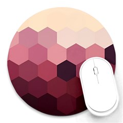 Hexagon Valentine Valentines Round Mousepad by Grandong