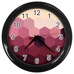 Hexagon Valentine Valentines Wall Clock (black) by Grandong