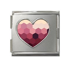 Hexagon Valentine Valentines Mega Link Heart Italian Charm (18mm) by Grandong