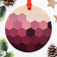 Hexagon Valentine Valentines Round Ornament (two Sides) by Grandong