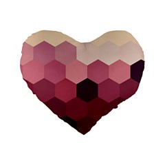 Hexagon Valentine Valentines Standard 16  Premium Flano Heart Shape Cushions by Grandong