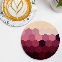 Hexagon Valentine Valentines Uv Print Round Tile Coaster by Grandong