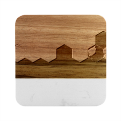 Hexagon Valentine Valentines Marble Wood Coaster (square) by Grandong