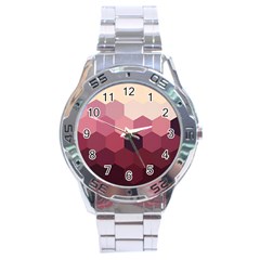 Pink Roses Flowers Love Nature Stainless Steel Analogue Watch