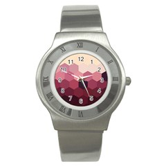 Love Amour Butterfly Colors Flowers Text Stainless Steel Watch by Grandong