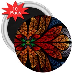 Fractals, Floral Ornaments, Rings 3  Magnets (10 Pack)  by nateshop