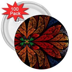 Fractals, Floral Ornaments, Rings 3  Buttons (100 Pack)  by nateshop