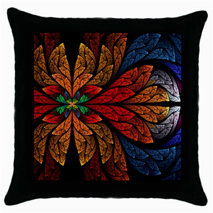 Fractals, Floral Ornaments, Rings Throw Pillow Case (Black)