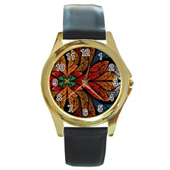 Fractals, Floral Ornaments, Rings Round Gold Metal Watch by nateshop