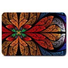 Fractals, Floral Ornaments, Rings Large Doormat by nateshop