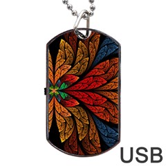 Fractals, Floral Ornaments, Rings Dog Tag Usb Flash (two Sides) by nateshop