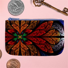 Fractals, Floral Ornaments, Rings Large Coin Purse by nateshop